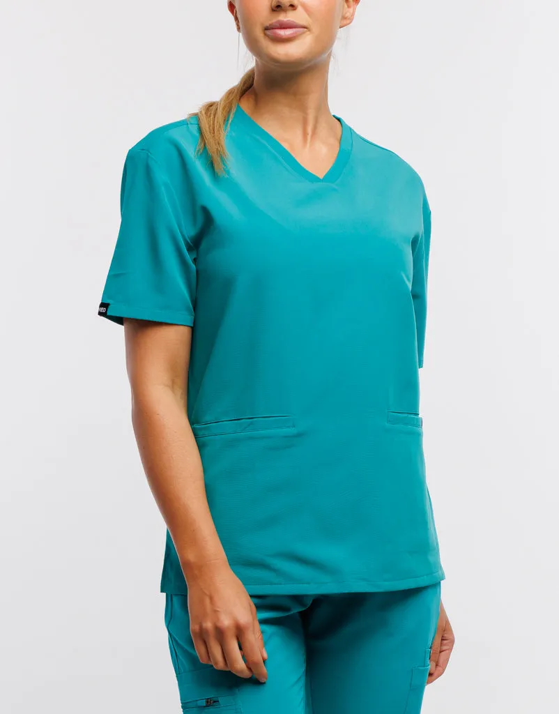 Essential V Neck Scrub Top - Sydney Teal