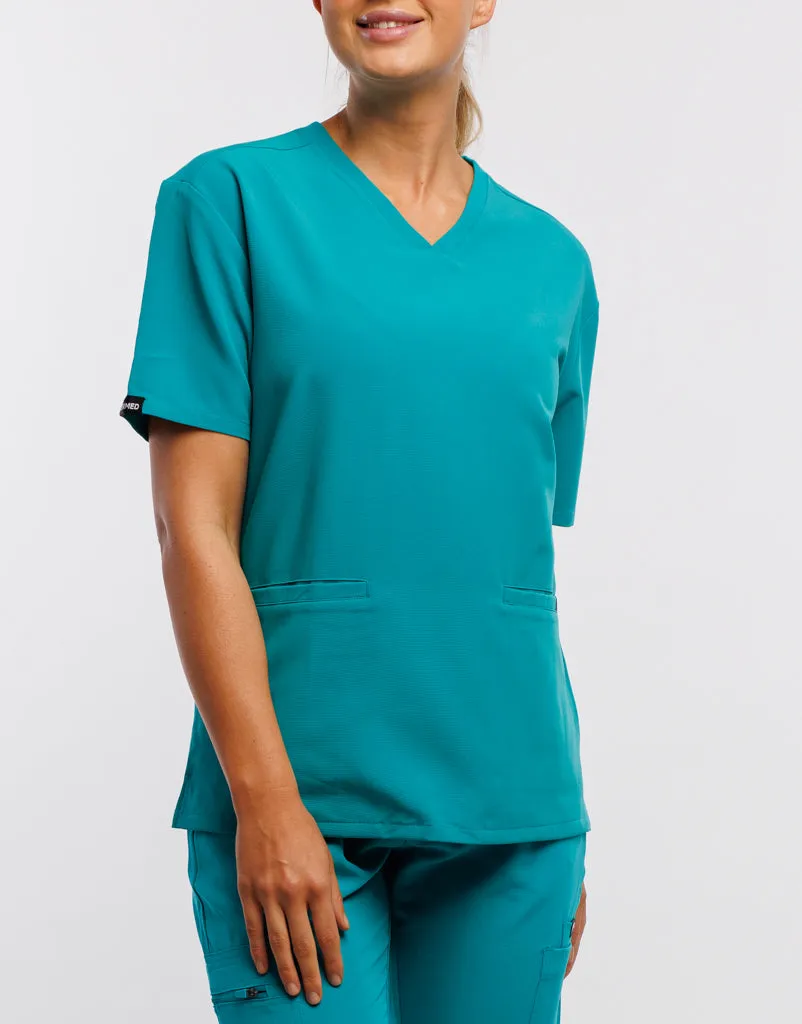 Essential V Neck Scrub Top - Sydney Teal