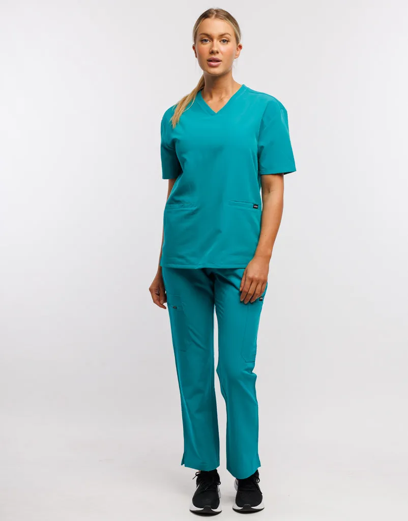 Essential V Neck Scrub Top - Sydney Teal