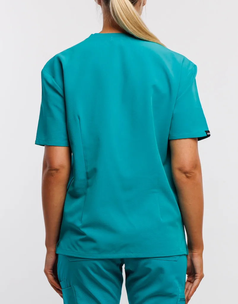 Essential V Neck Scrub Top - Sydney Teal