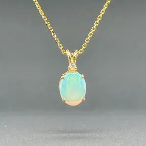 Estate 14K Y Gold 0.80ct Opal & 0.02ct G/SI2 Diamond Pendant