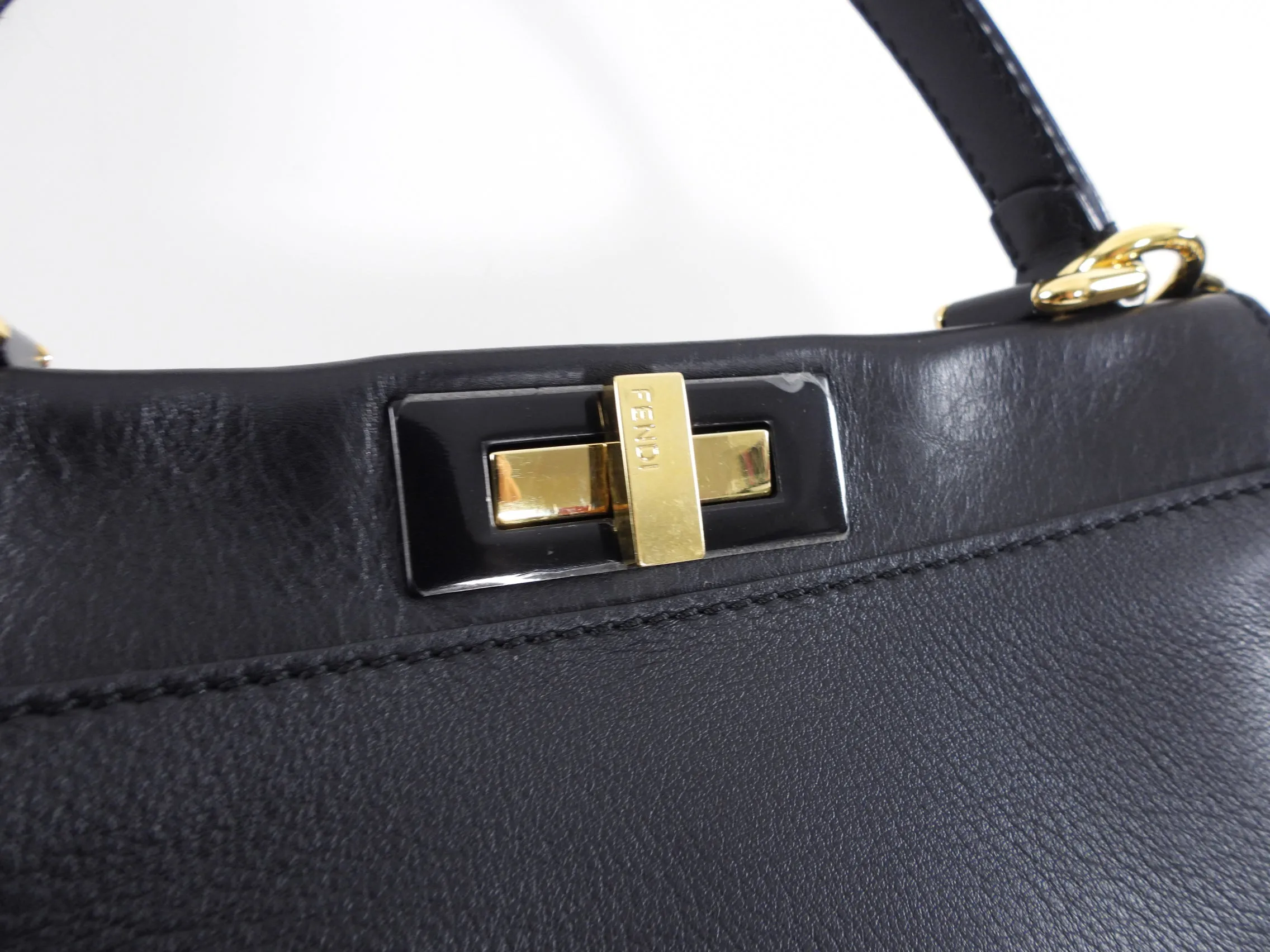 Fendi Black Leather Peekaboo Medium Two-Way Bag