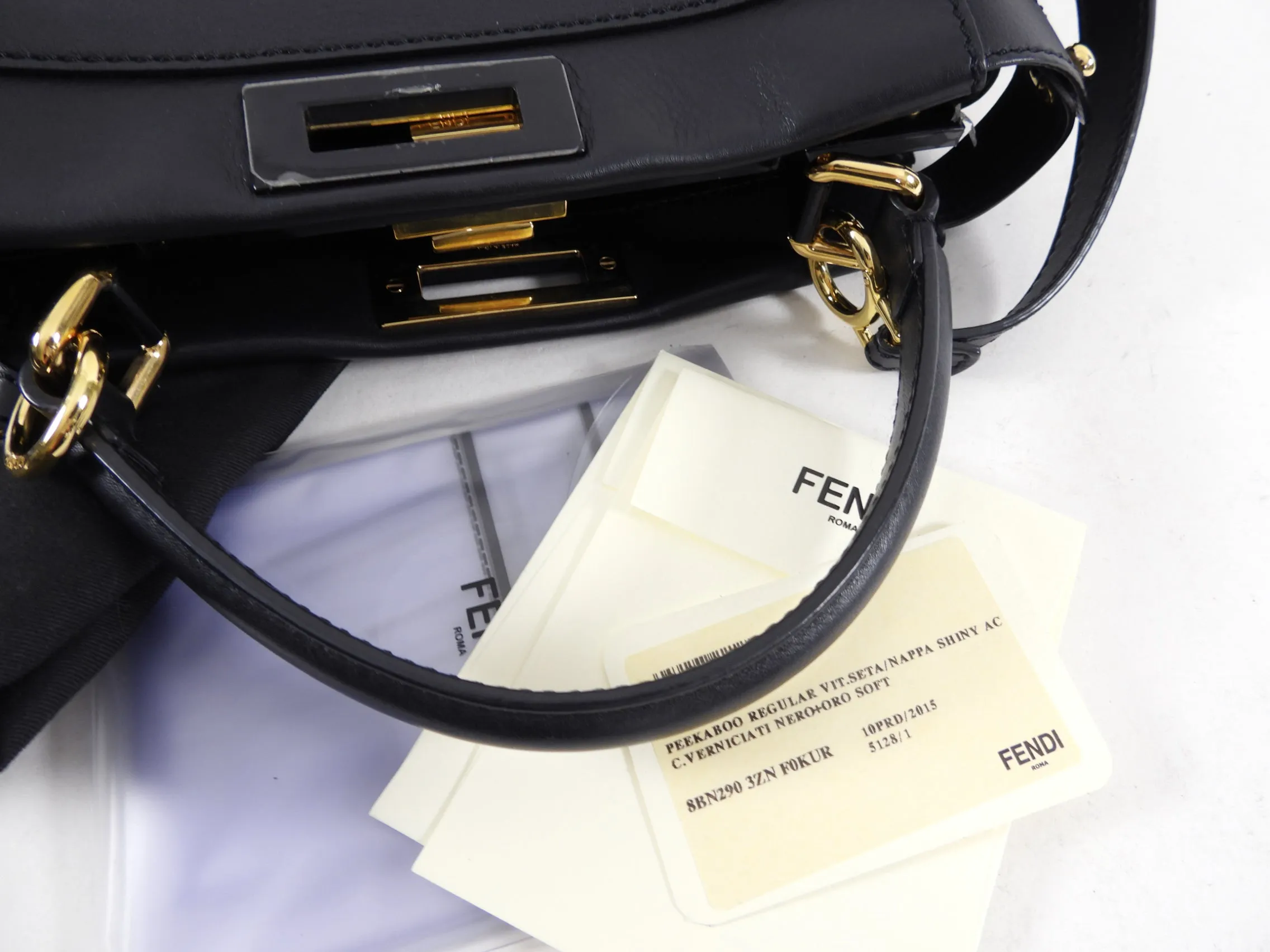 Fendi Black Leather Peekaboo Medium Two-Way Bag