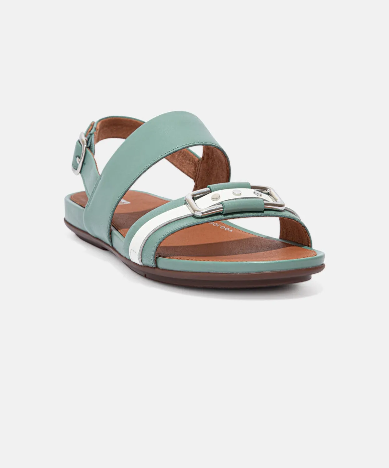 FitFlop Gracie Stud-Buckle Leather Back-Strap Sandals Green