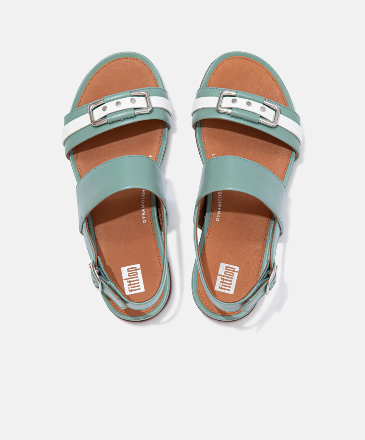 FitFlop Gracie Stud-Buckle Leather Back-Strap Sandals Green