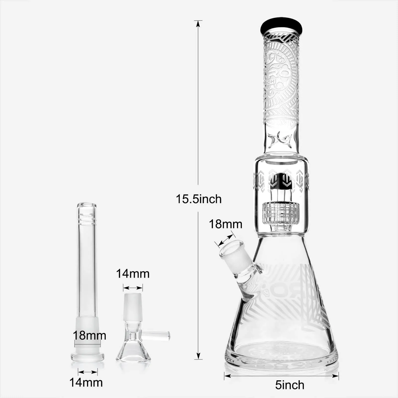 Frosted Sacred Geometry Beaker Bong Matrix Perc