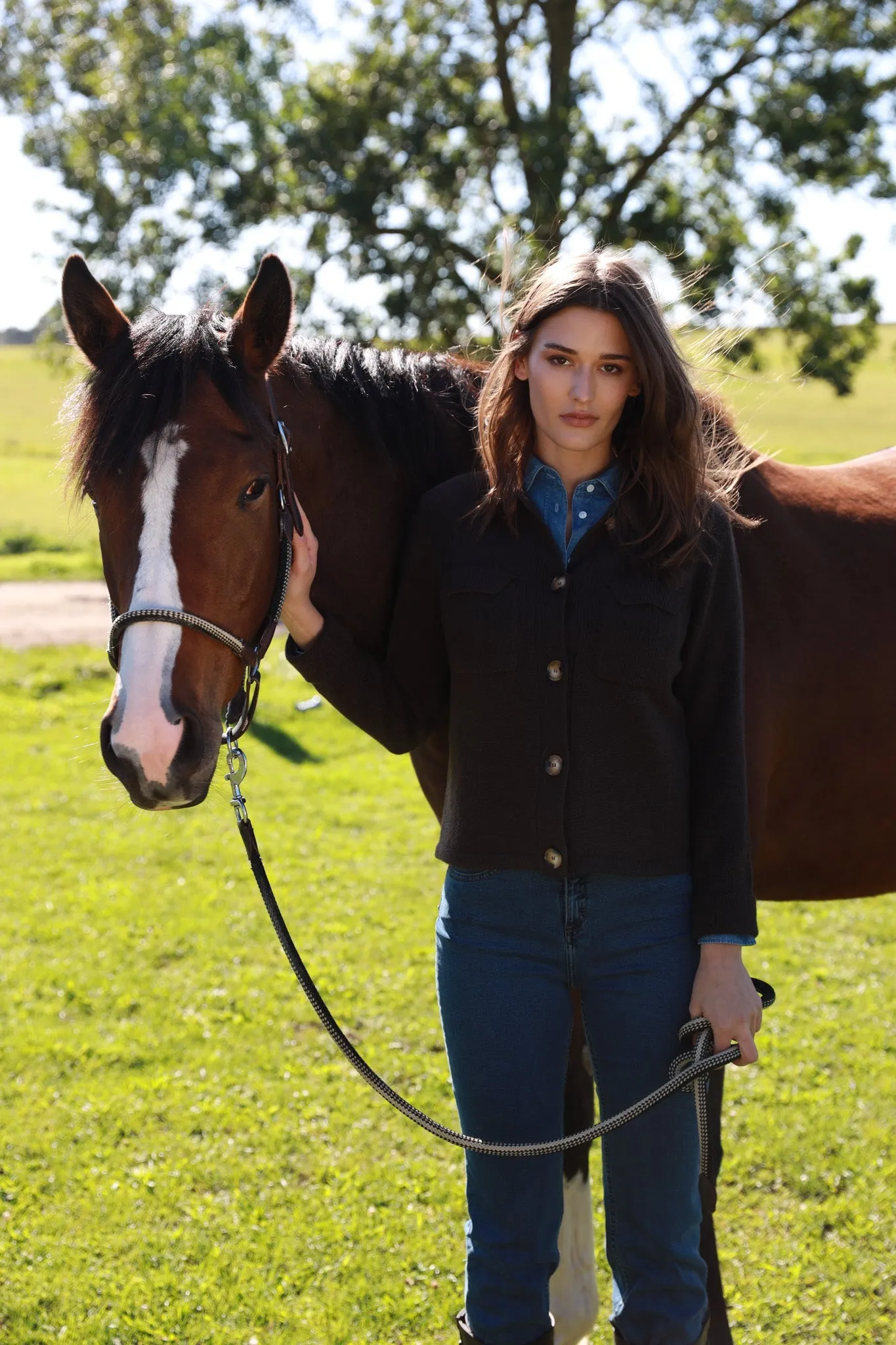 Gilet Jill en laine mérinos et cachemire - Marron