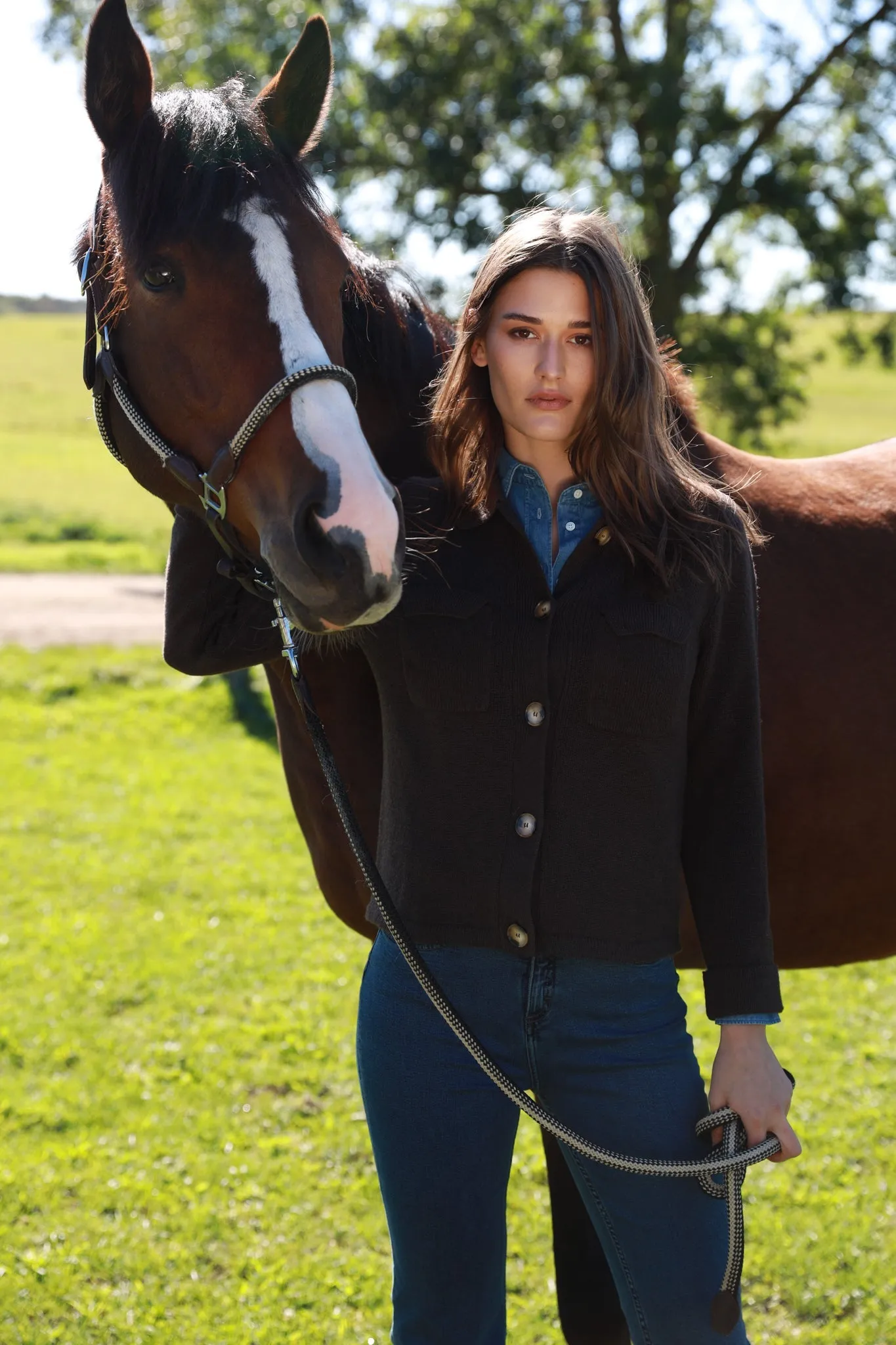 Gilet Jill en laine mérinos et cachemire - Marron