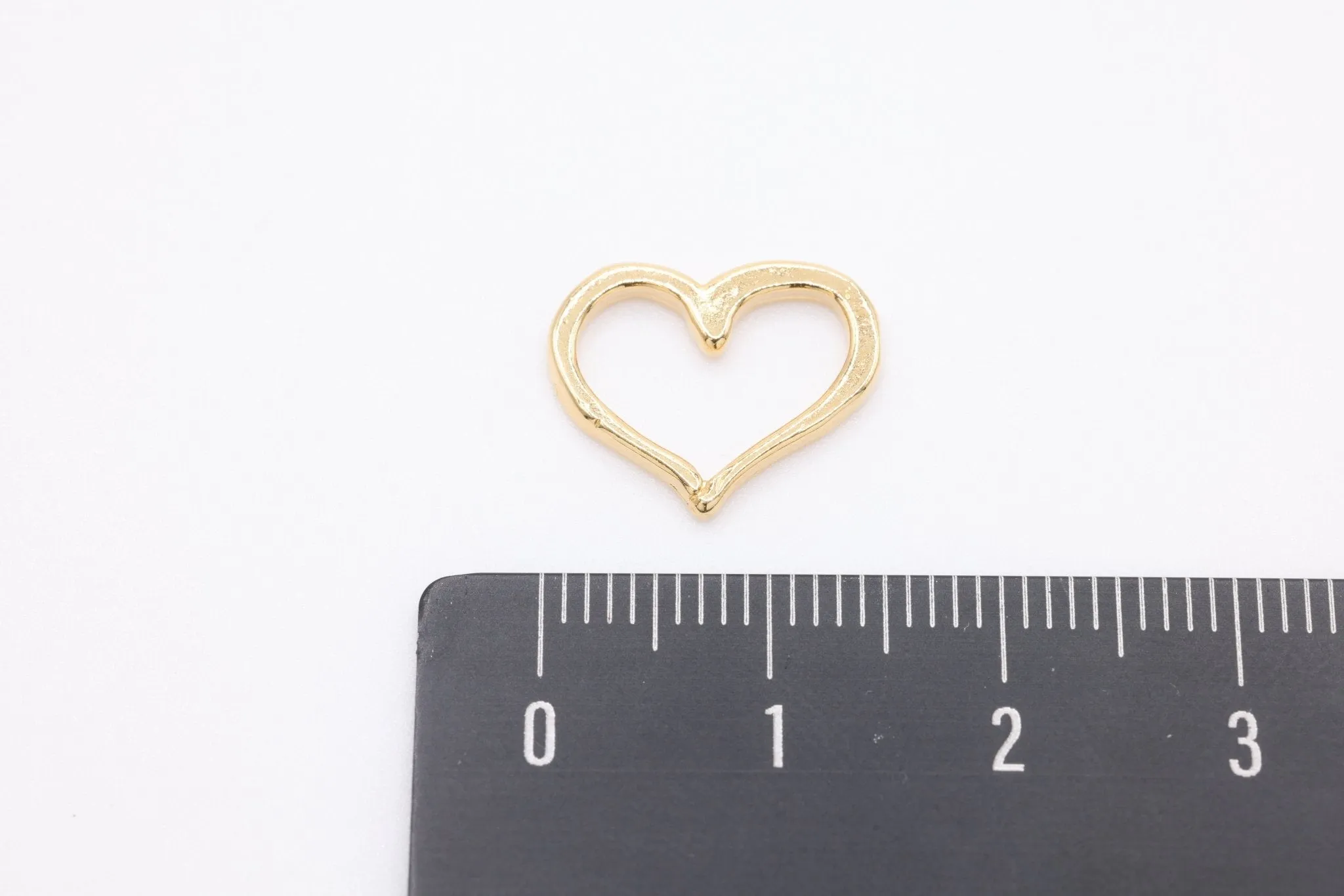 Gold Open Heart Charm , 14K Solid Gold, Jewelry Making Charm