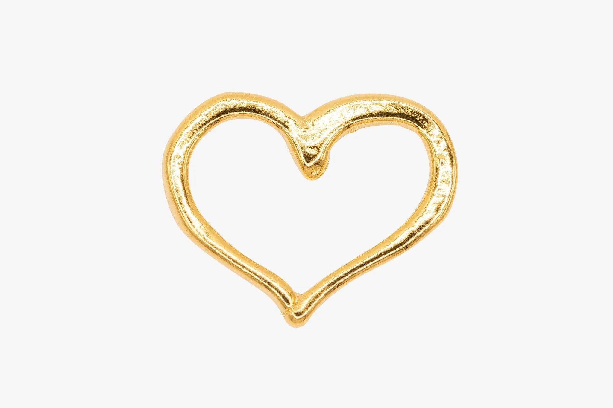 Gold Open Heart Charm , 14K Solid Gold, Jewelry Making Charm