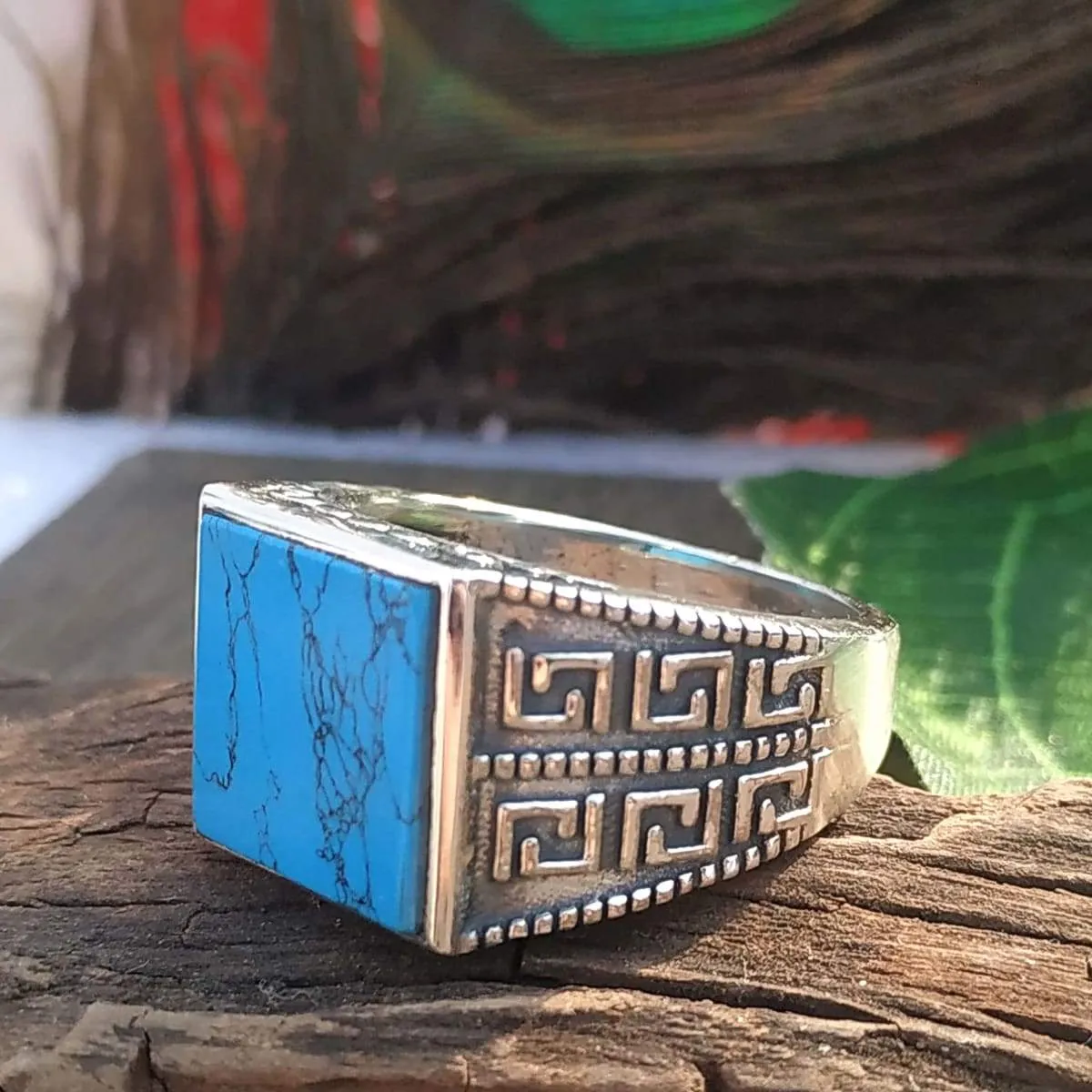 Handmade Turquoise Ring for Men