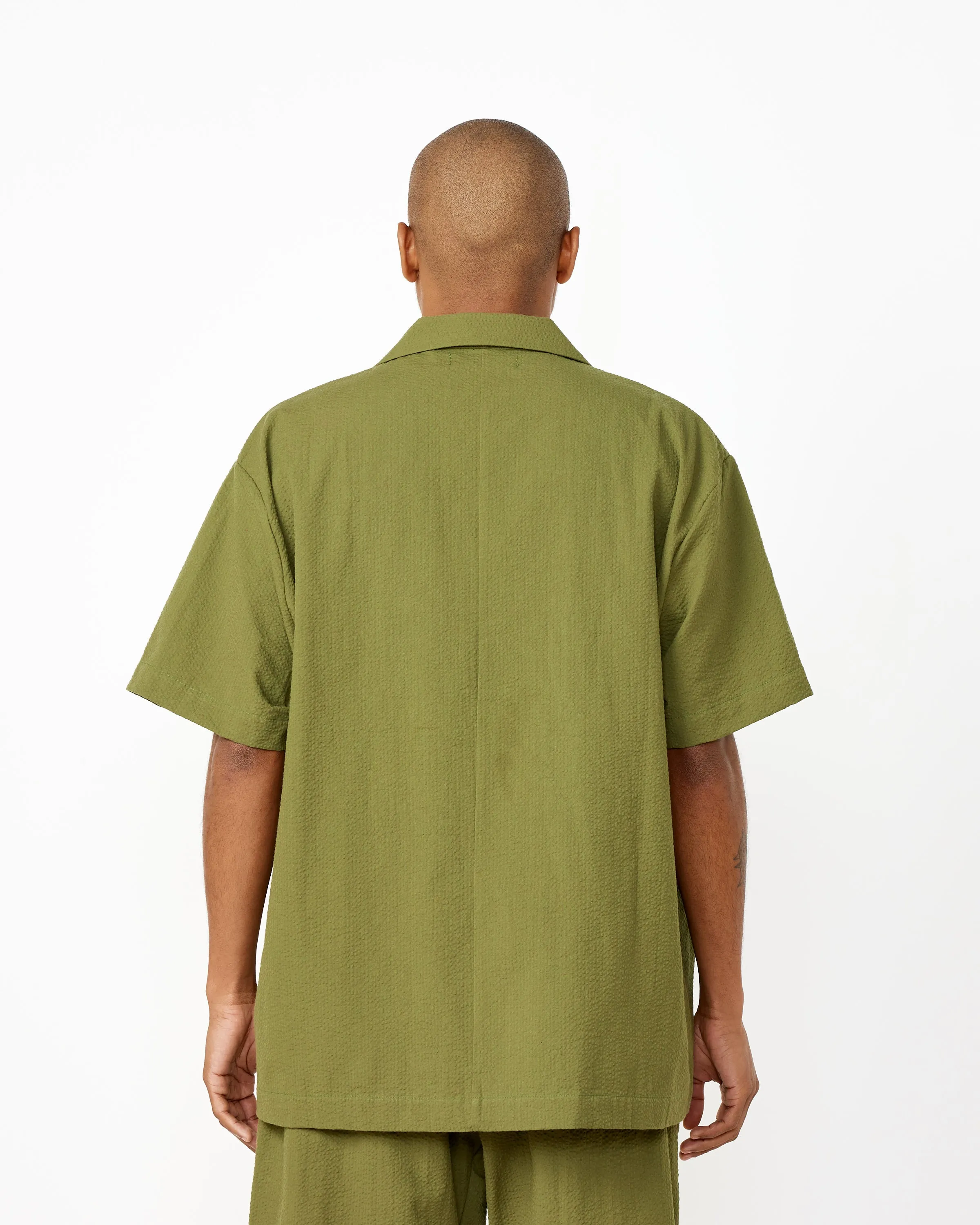 Haus Seersucker Shirt in Pesto