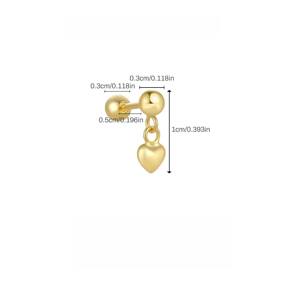 Heart Shape Drop Ball Back Earrings