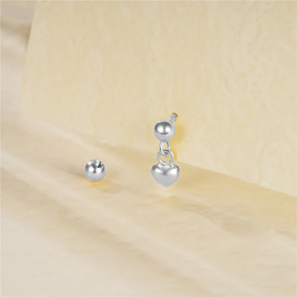 Heart Shape Drop Ball Back Earrings