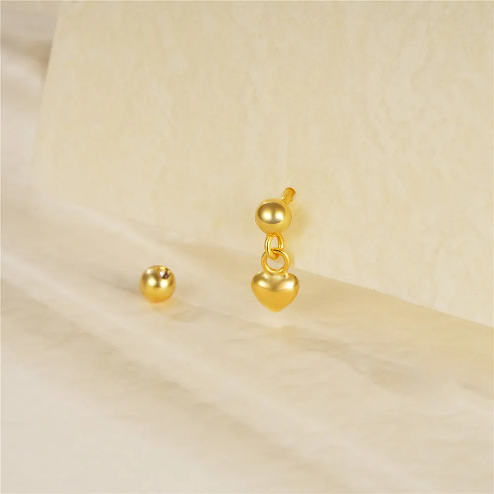 Heart Shape Drop Ball Back Earrings