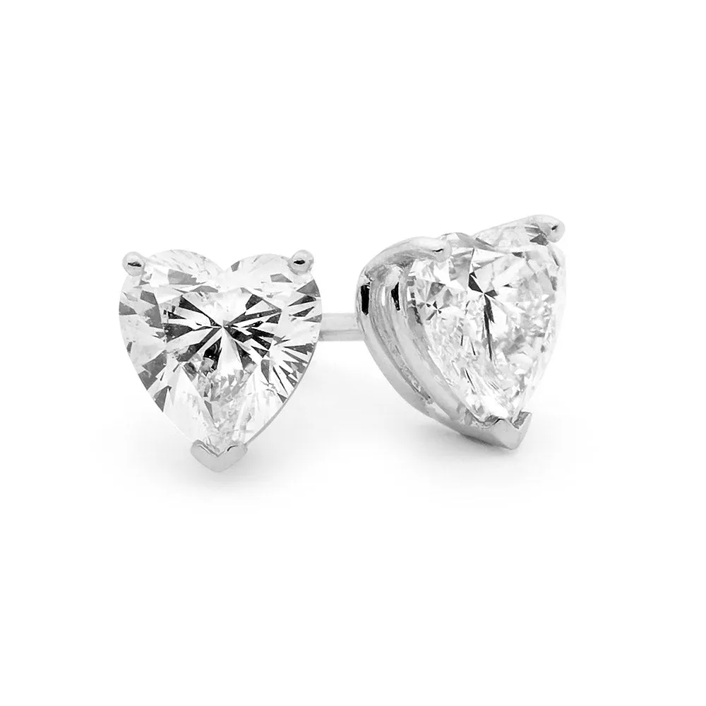 Heart Shaped Diamond Stud Earrings