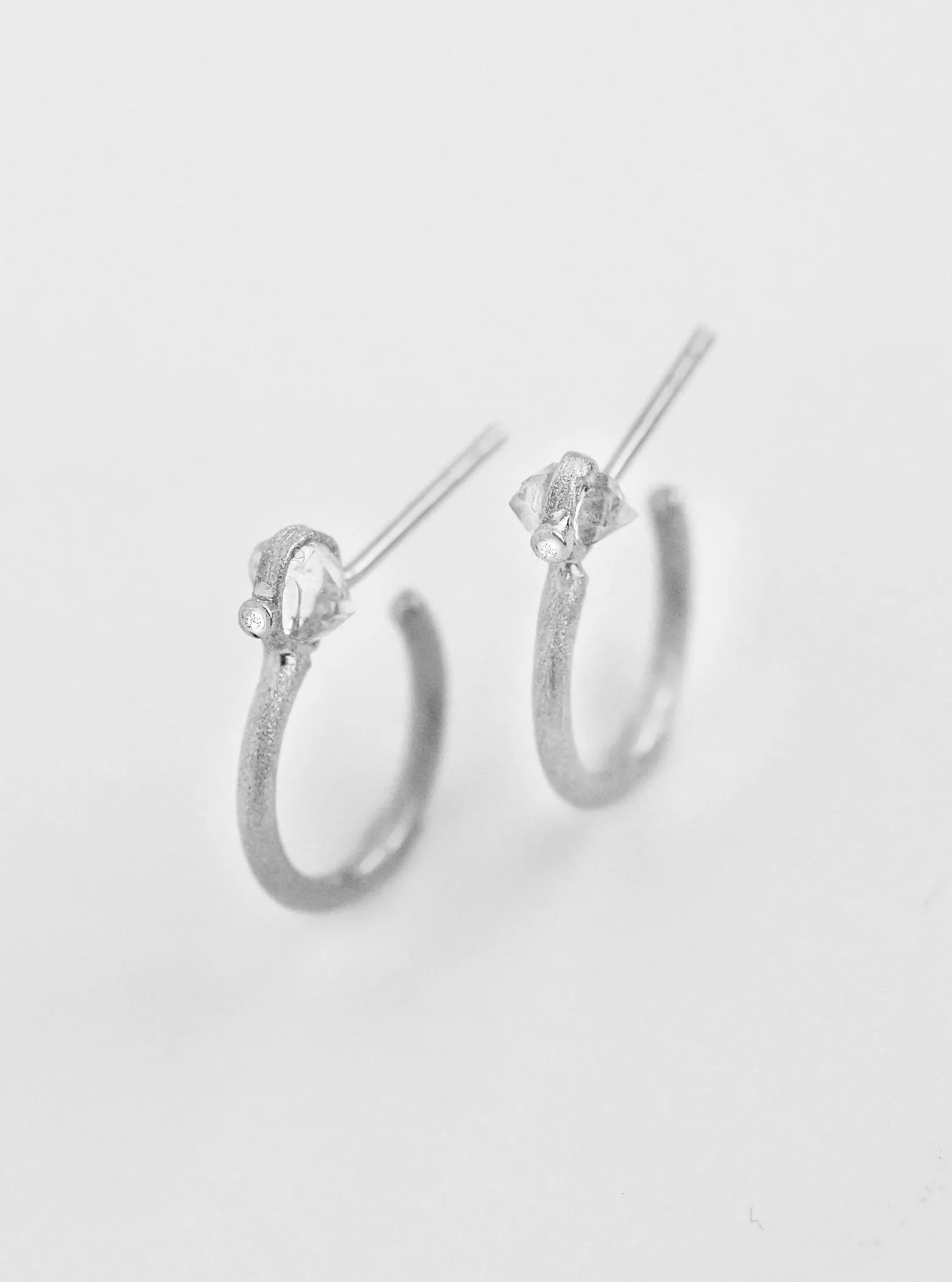 Herkimer  Diamond Minimalist Hoop Earring