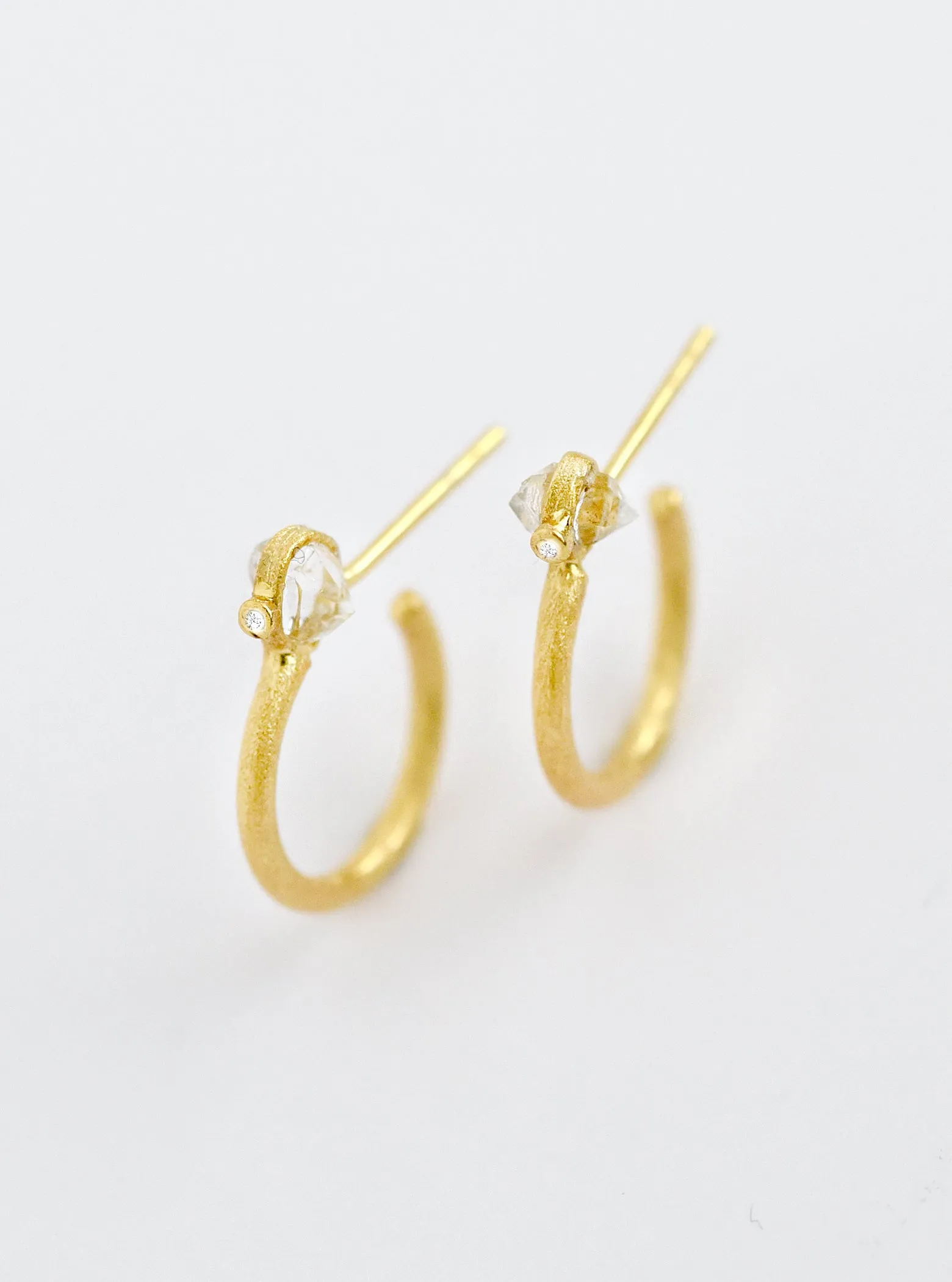 Herkimer  Diamond Minimalist Hoop Earring