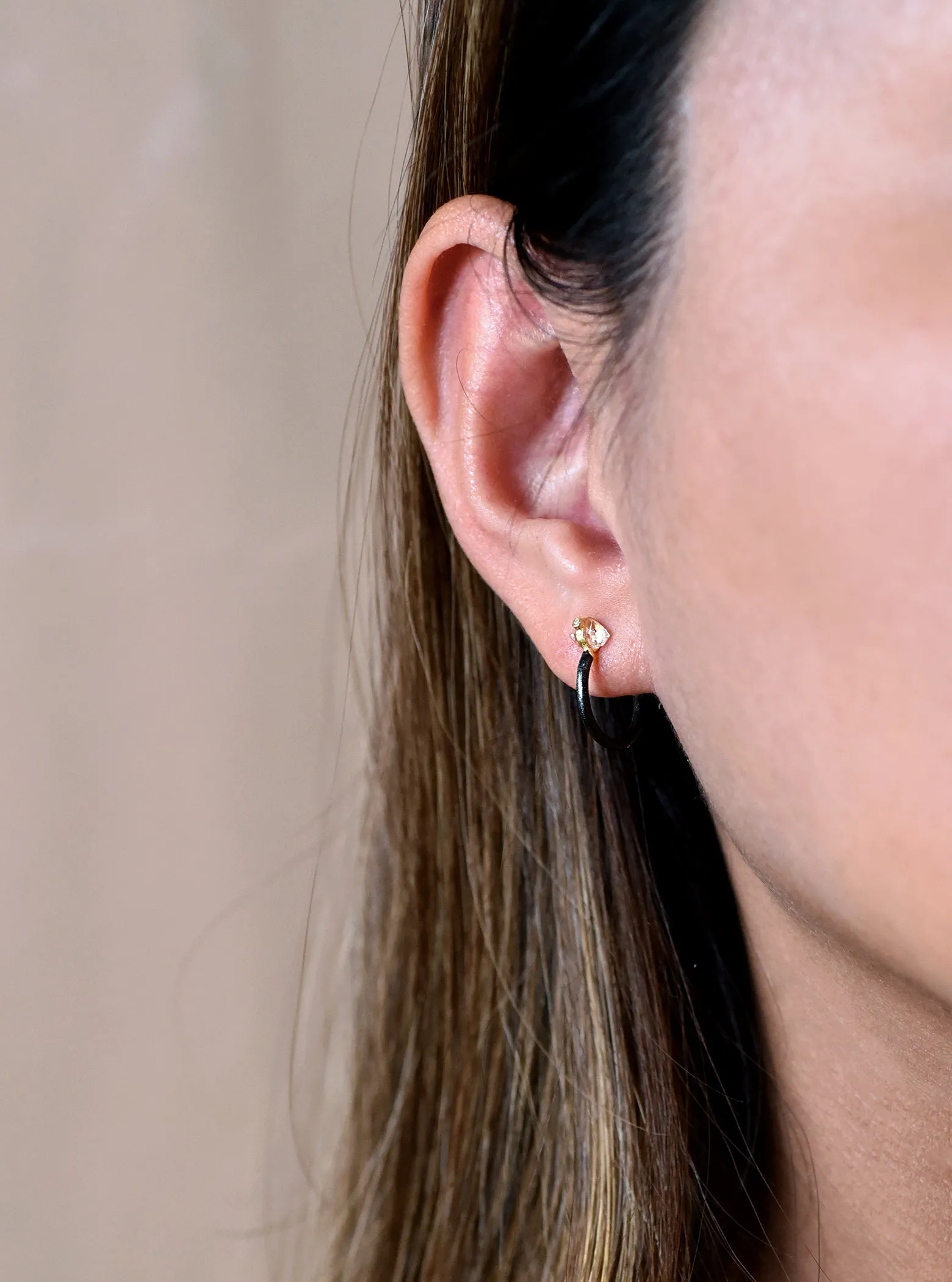 Herkimer  Diamond Minimalist Hoop Earring