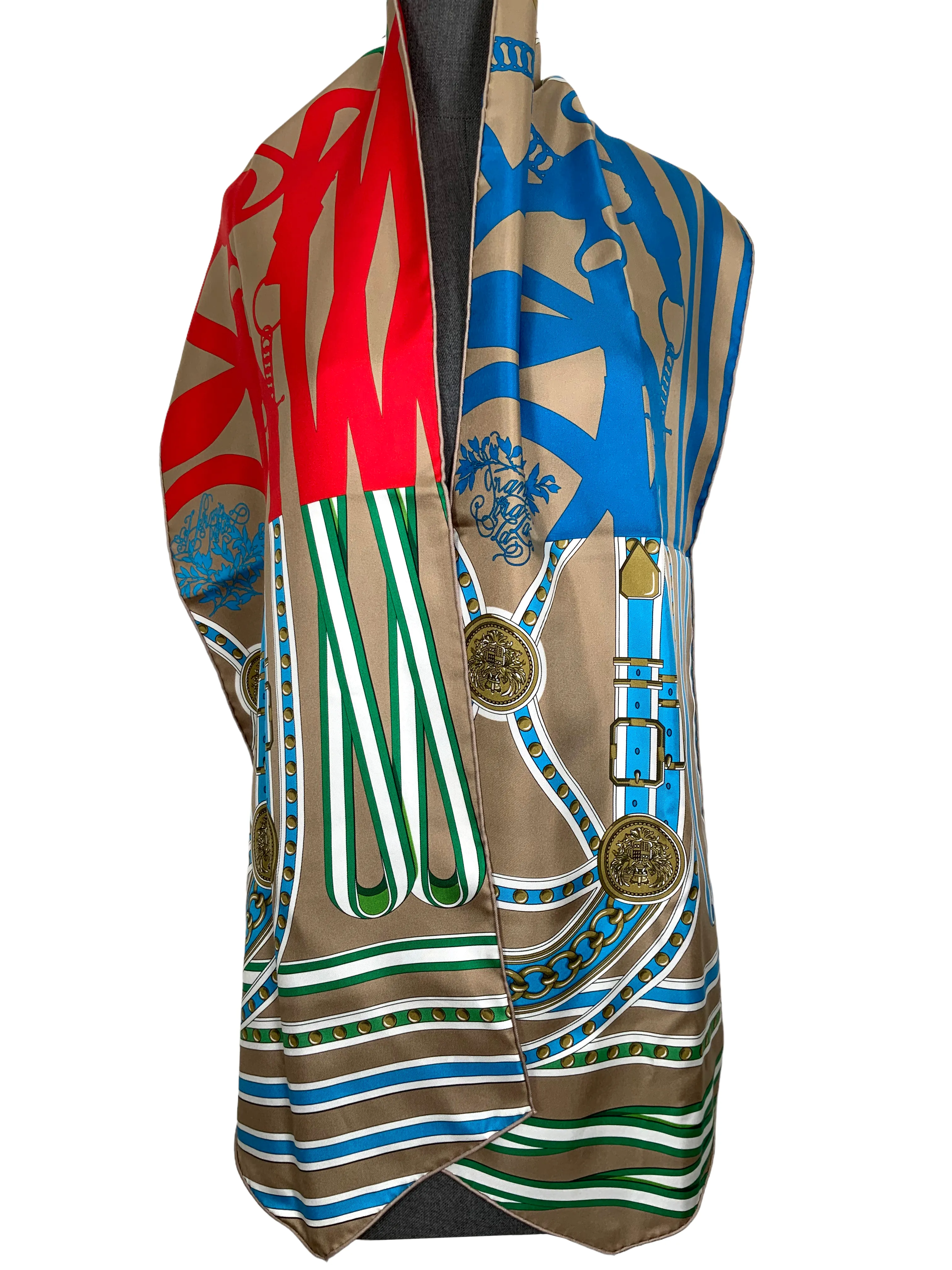 HERMES Grand Tralala Silk Muffler Scarf