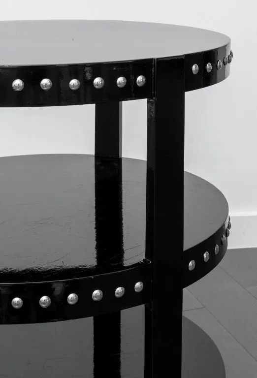 Hollywood Glam Black Lacquer Drum Table