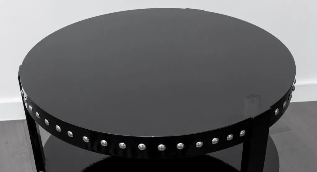 Hollywood Glam Black Lacquer Drum Table