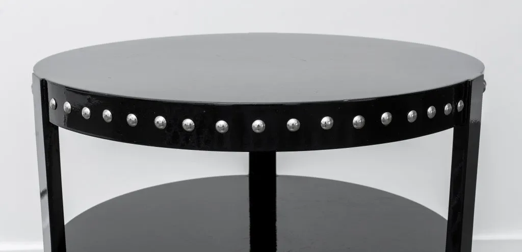 Hollywood Glam Black Lacquer Drum Table