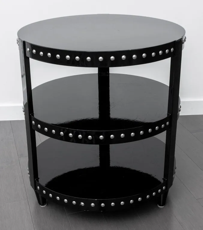 Hollywood Glam Black Lacquer Drum Table