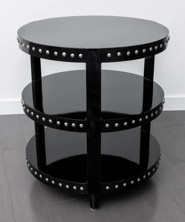 Hollywood Glam Black Lacquer Drum Table