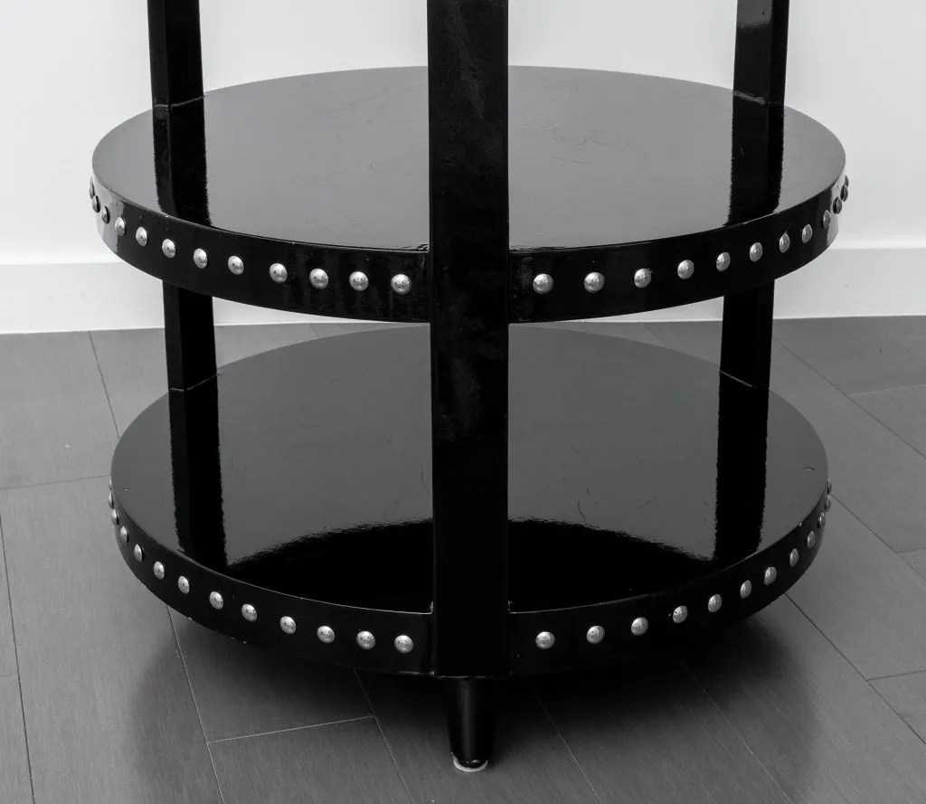 Hollywood Glam Black Lacquer Drum Table