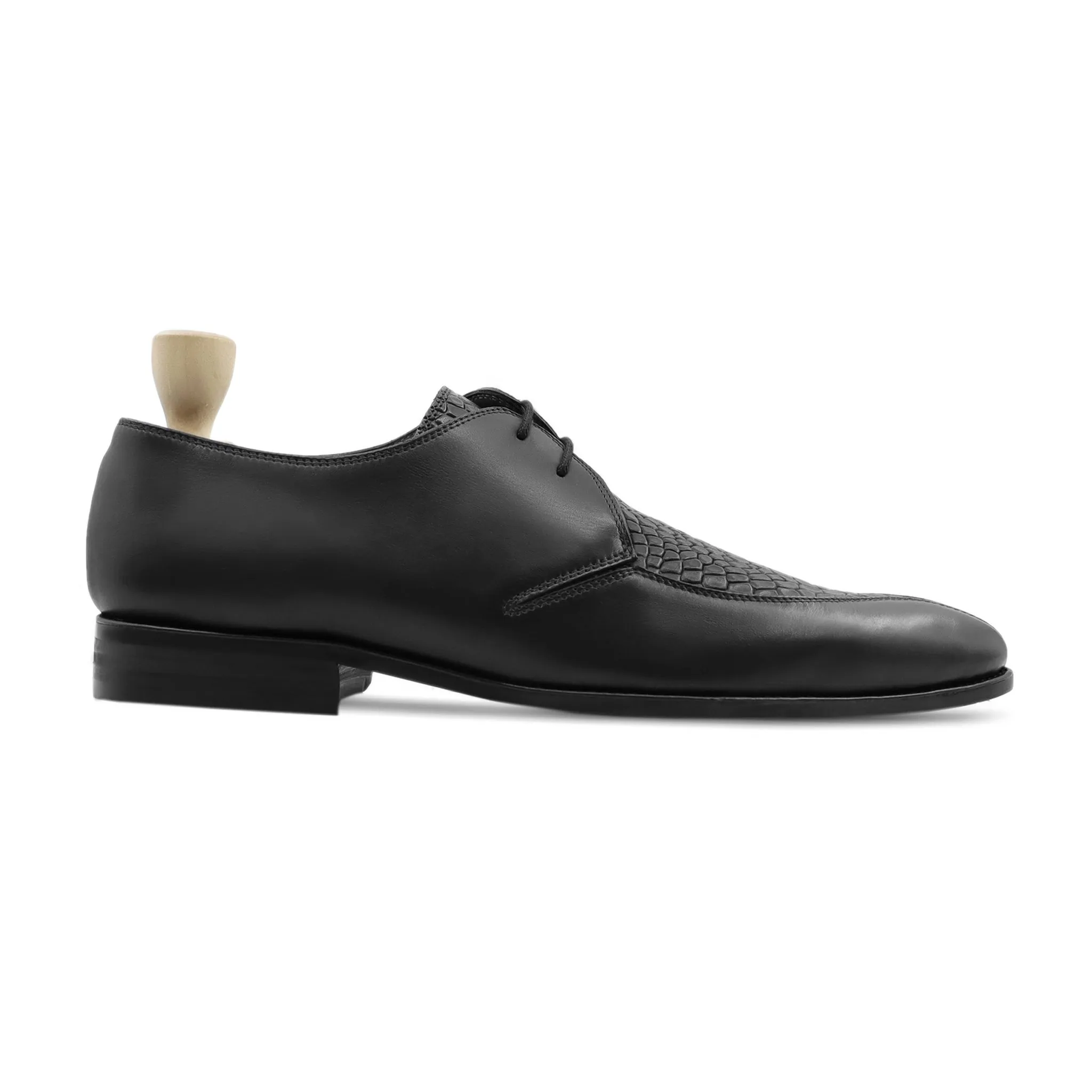 Ibiza - Men's Black Calf and Printed Crocodile Leather Derby Shoe