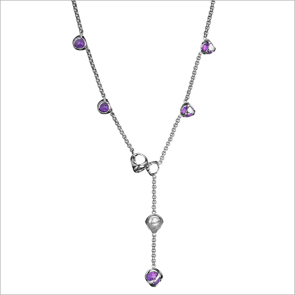 Icona Amethyst & Rock Crystal Lariat in Sterling Silver