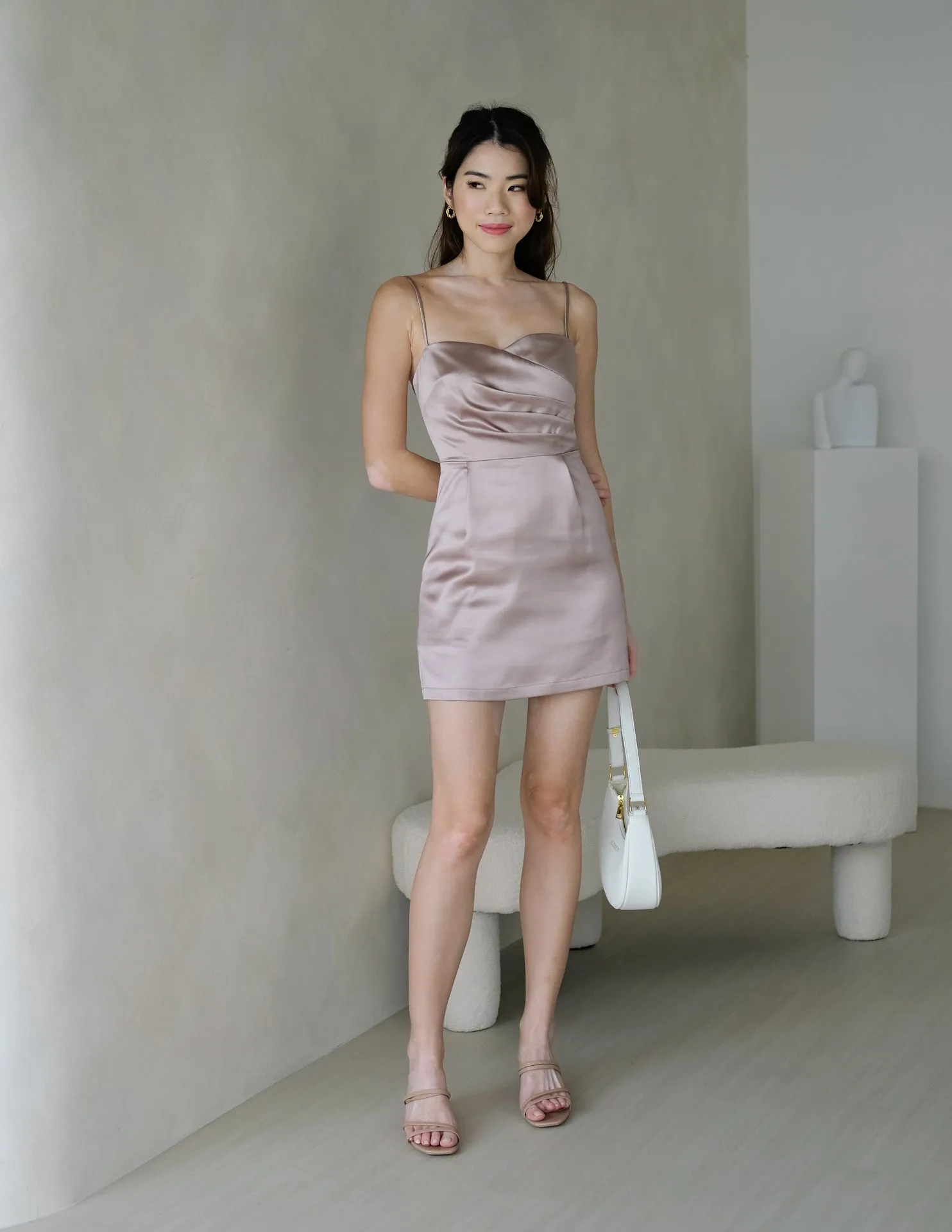 Jayla Satin Romper in Mauve