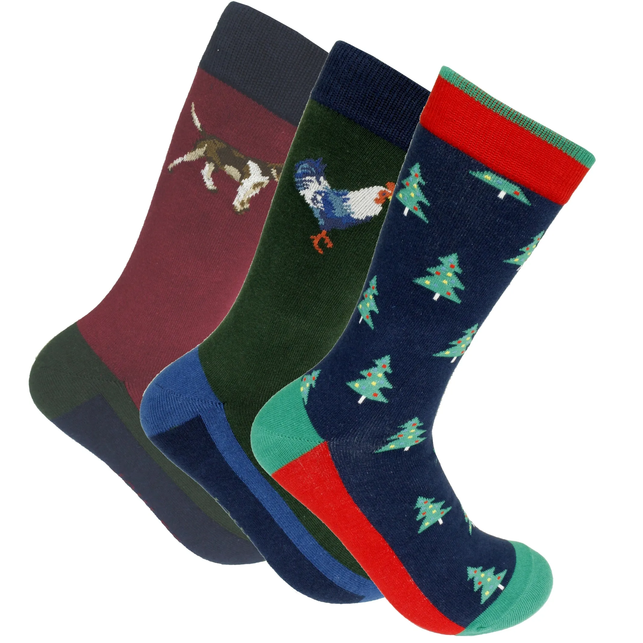 Joules Mens Christmas/ Xmas 'Cracker' Socks In Cracking Gift Box - (3-Pack)