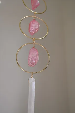 Joyful Girl Pink Aura Quartz Hanging