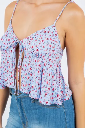 Jr Top - Spaghetti Floral Print - Ivory