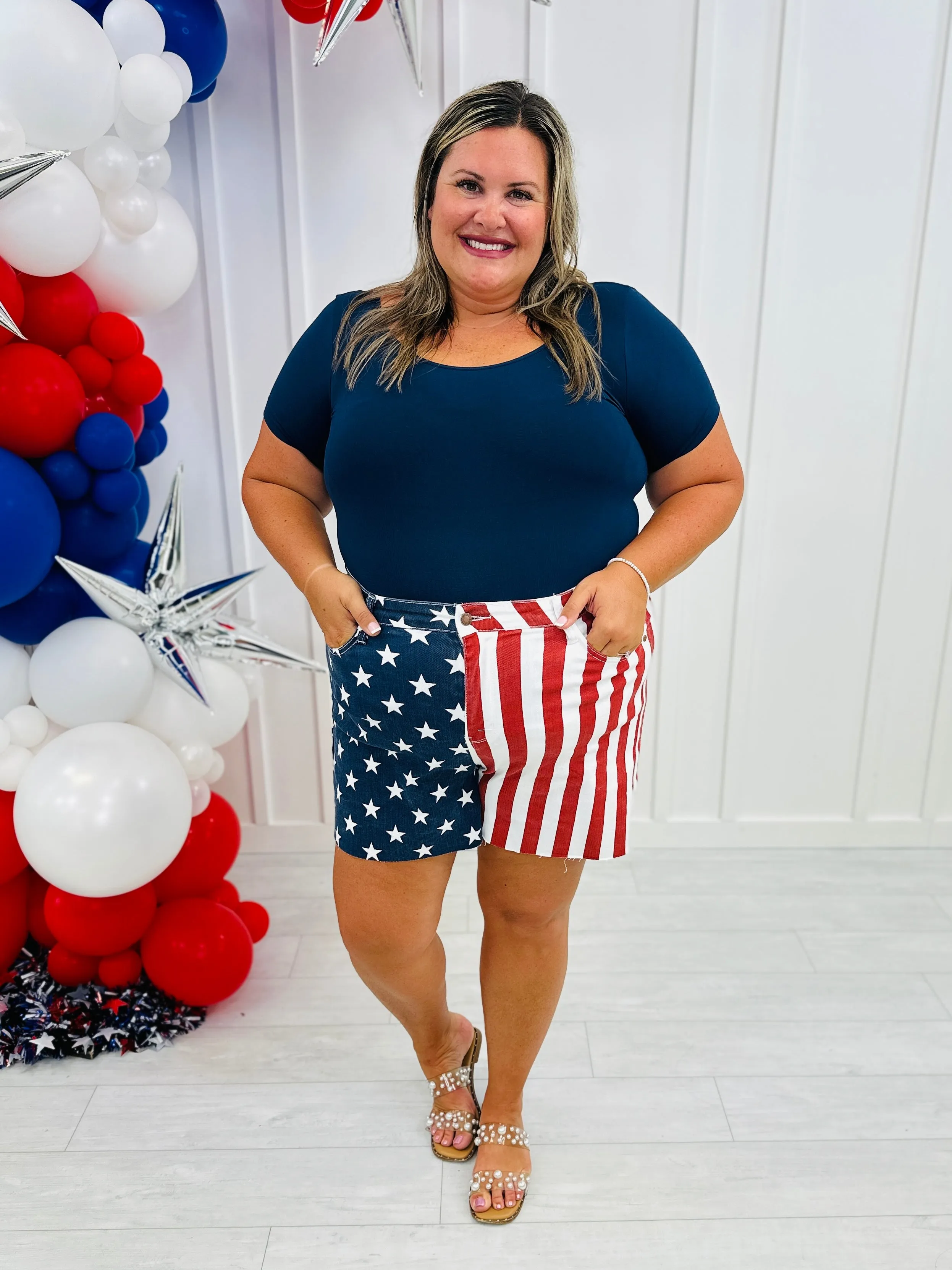 Judy Blue REG/CURVY Party in the U.S.A. Flag Shorts