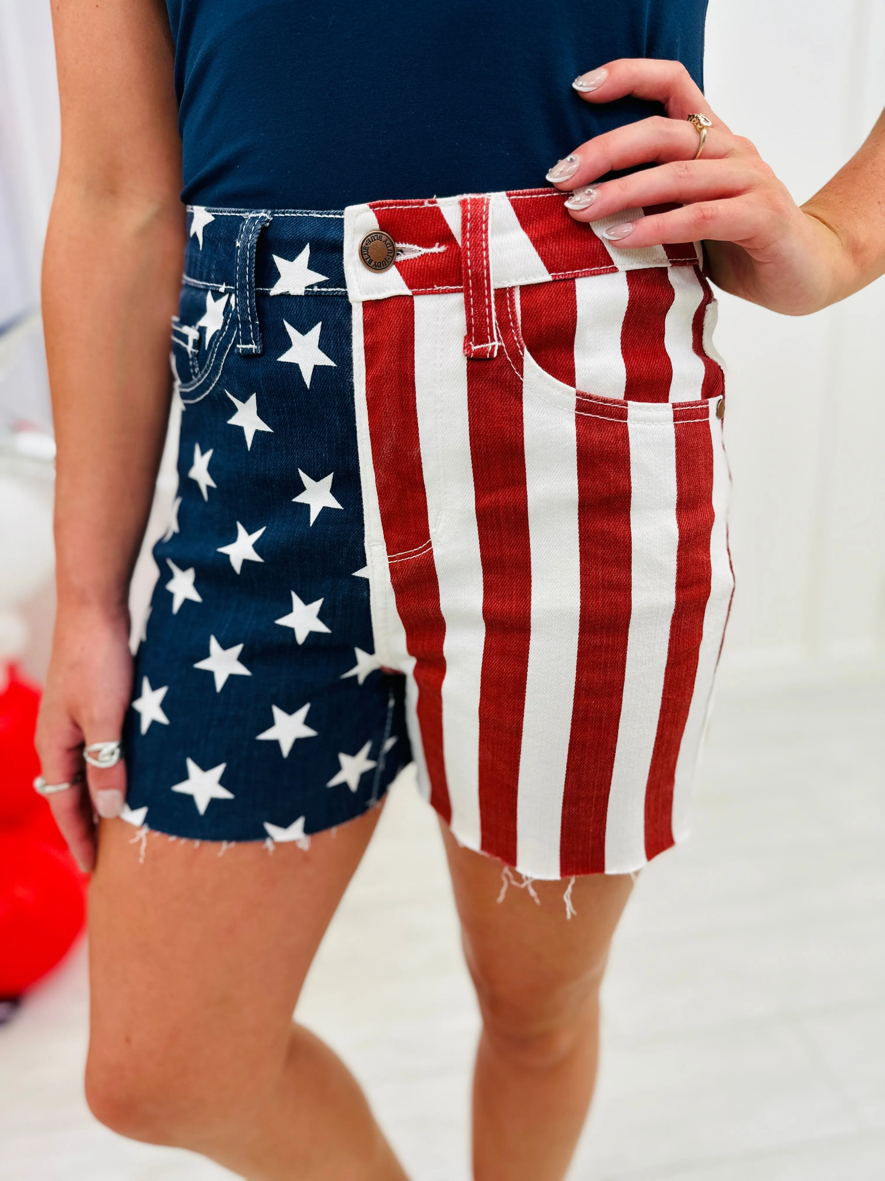 Judy Blue REG/CURVY Party in the U.S.A. Flag Shorts