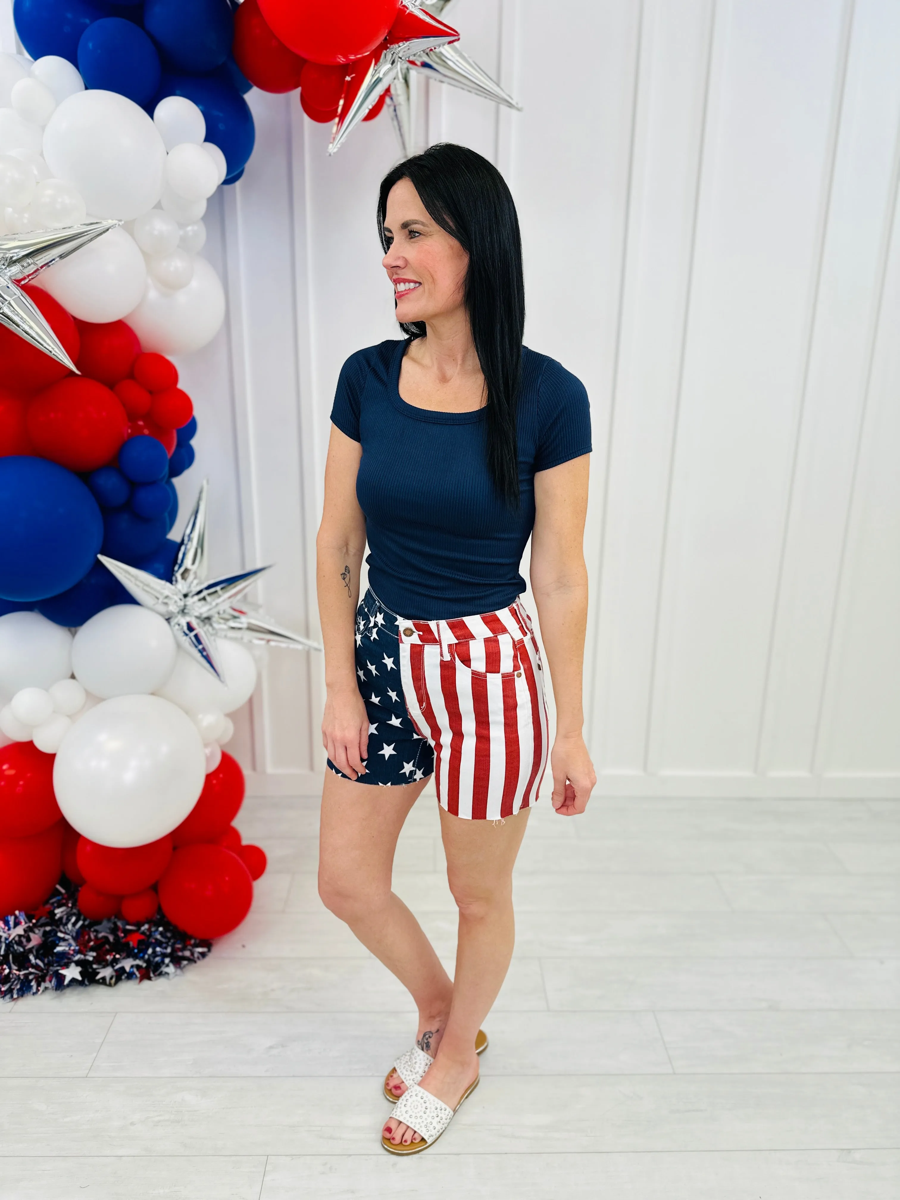 Judy Blue REG/CURVY Party in the U.S.A. Flag Shorts