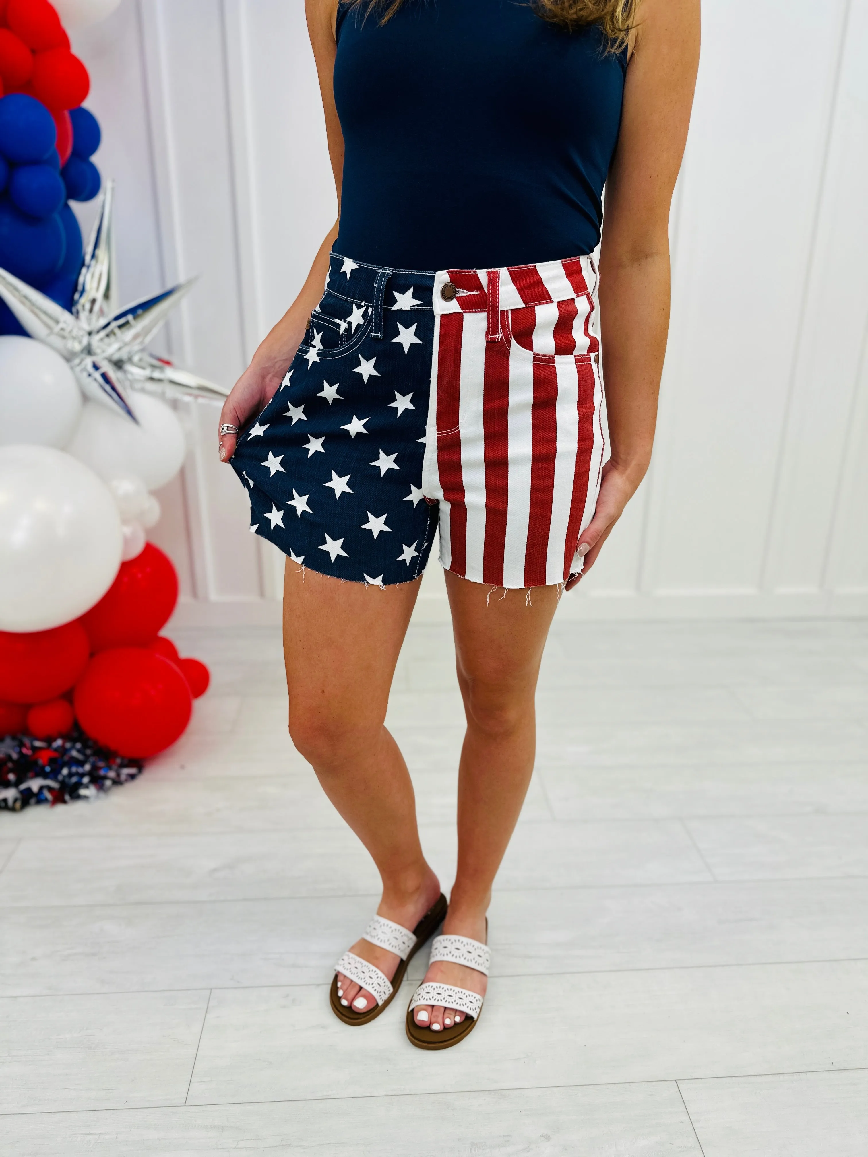 Judy Blue REG/CURVY Party in the U.S.A. Flag Shorts