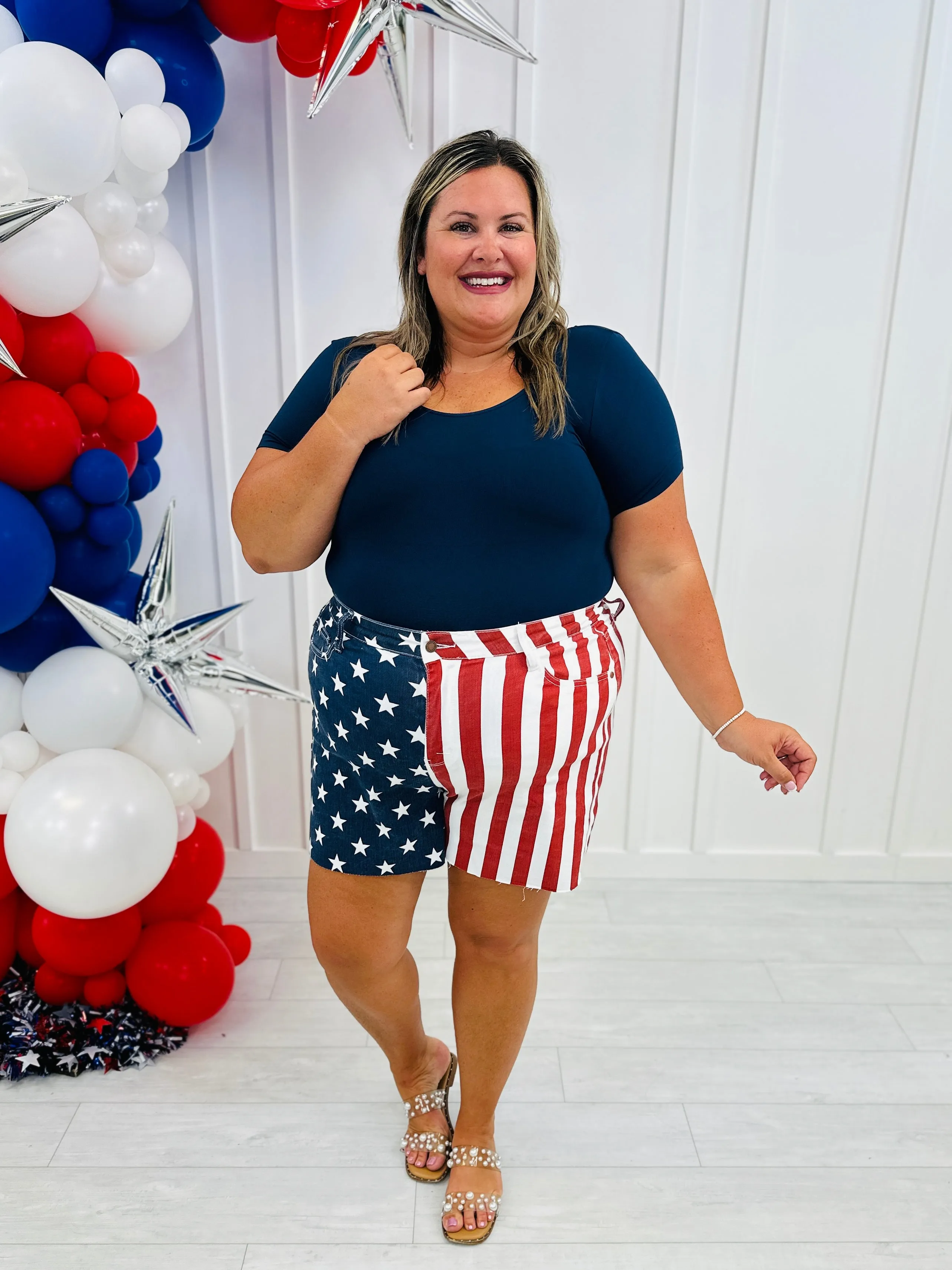 Judy Blue REG/CURVY Party in the U.S.A. Flag Shorts