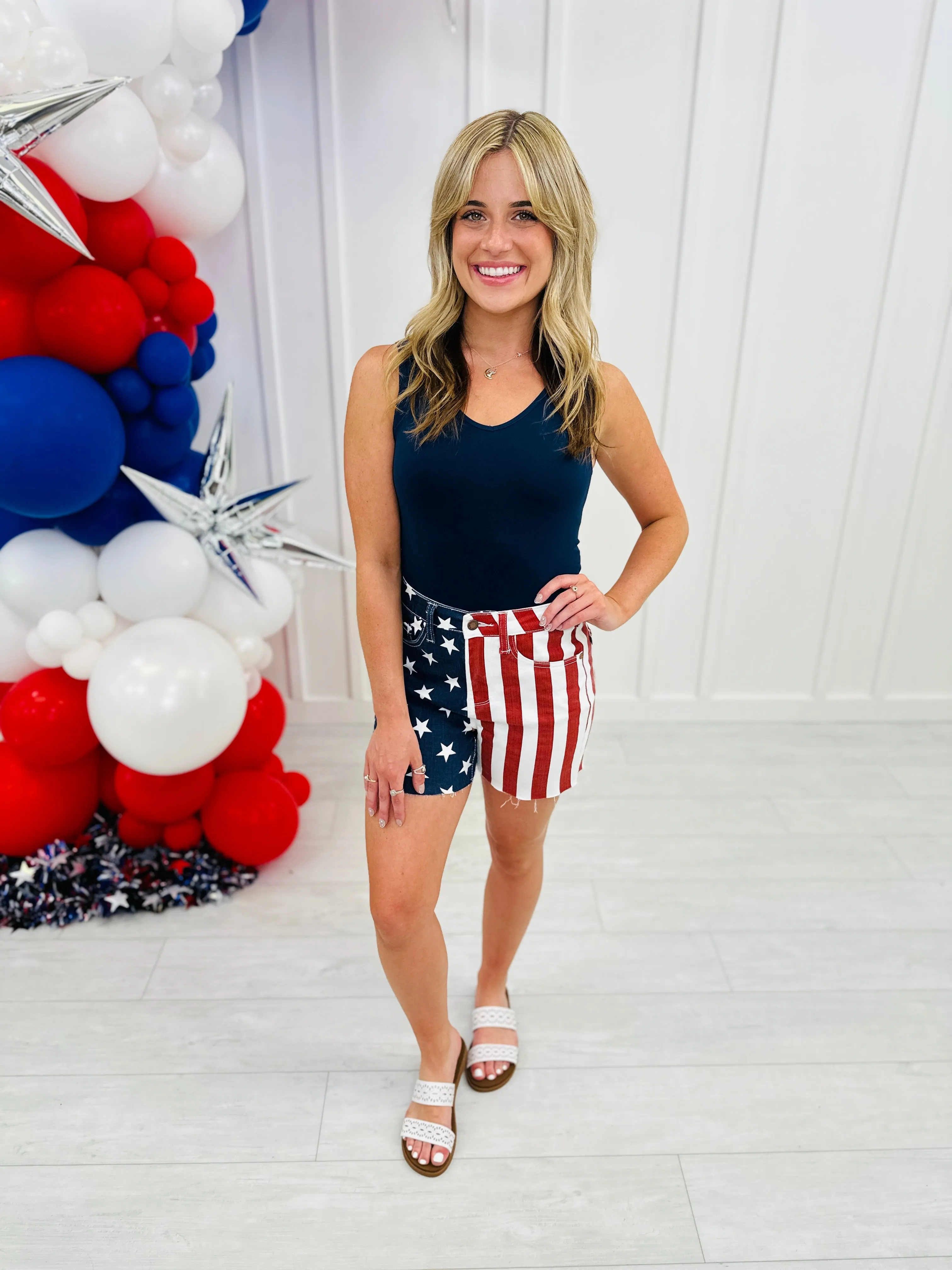 Judy Blue REG/CURVY Party in the U.S.A. Flag Shorts