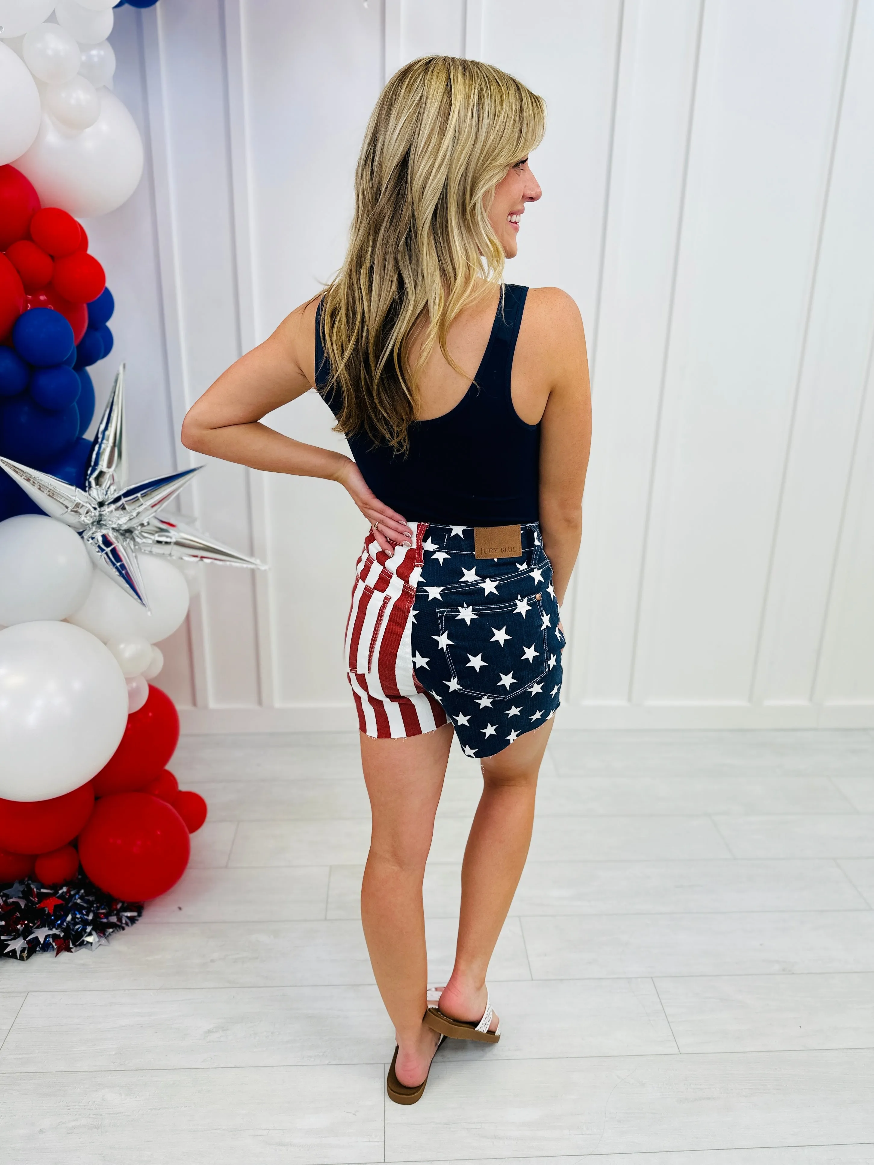 Judy Blue REG/CURVY Party in the U.S.A. Flag Shorts