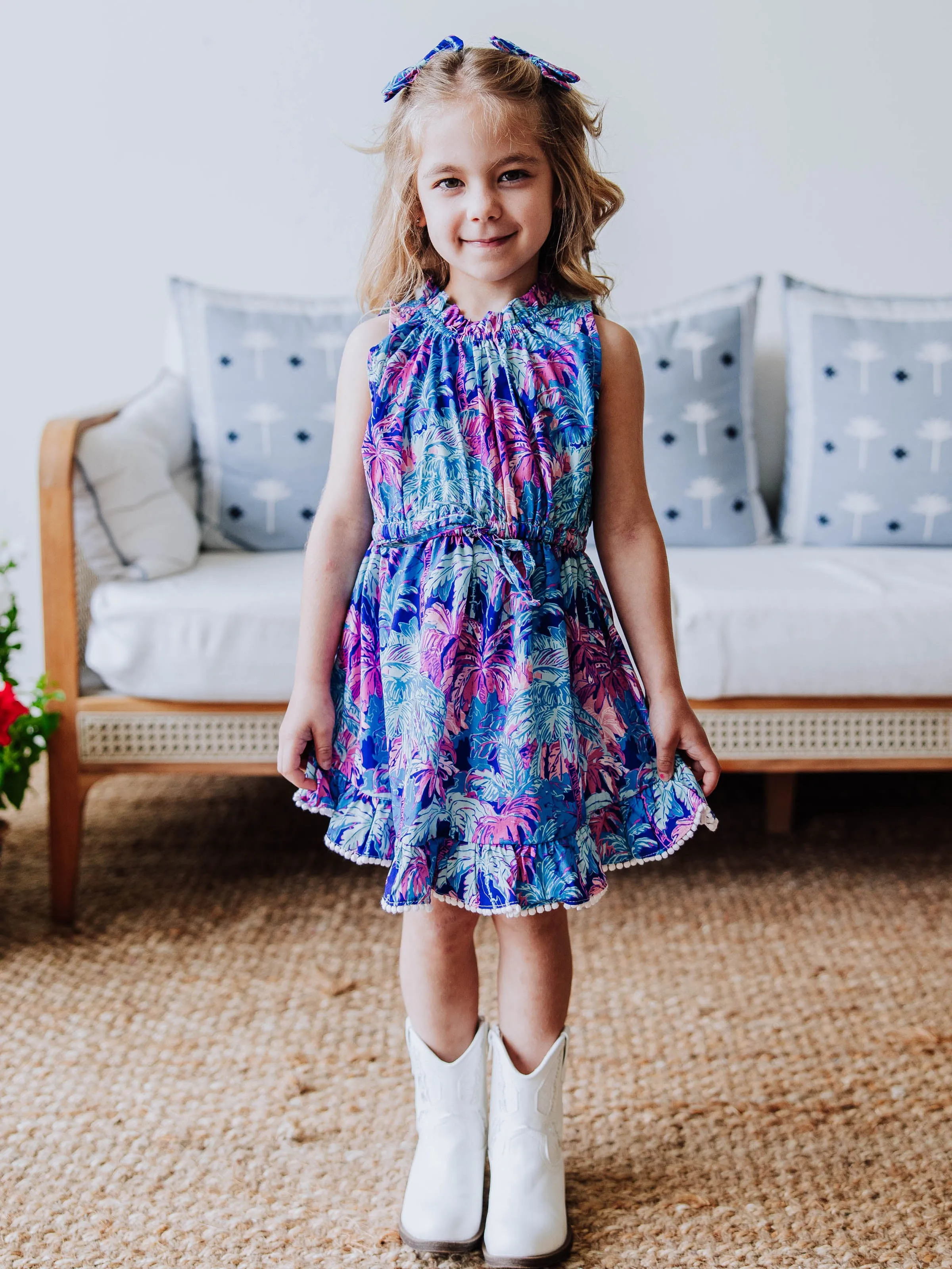 Katie Flutter Dress - Tropical Nights