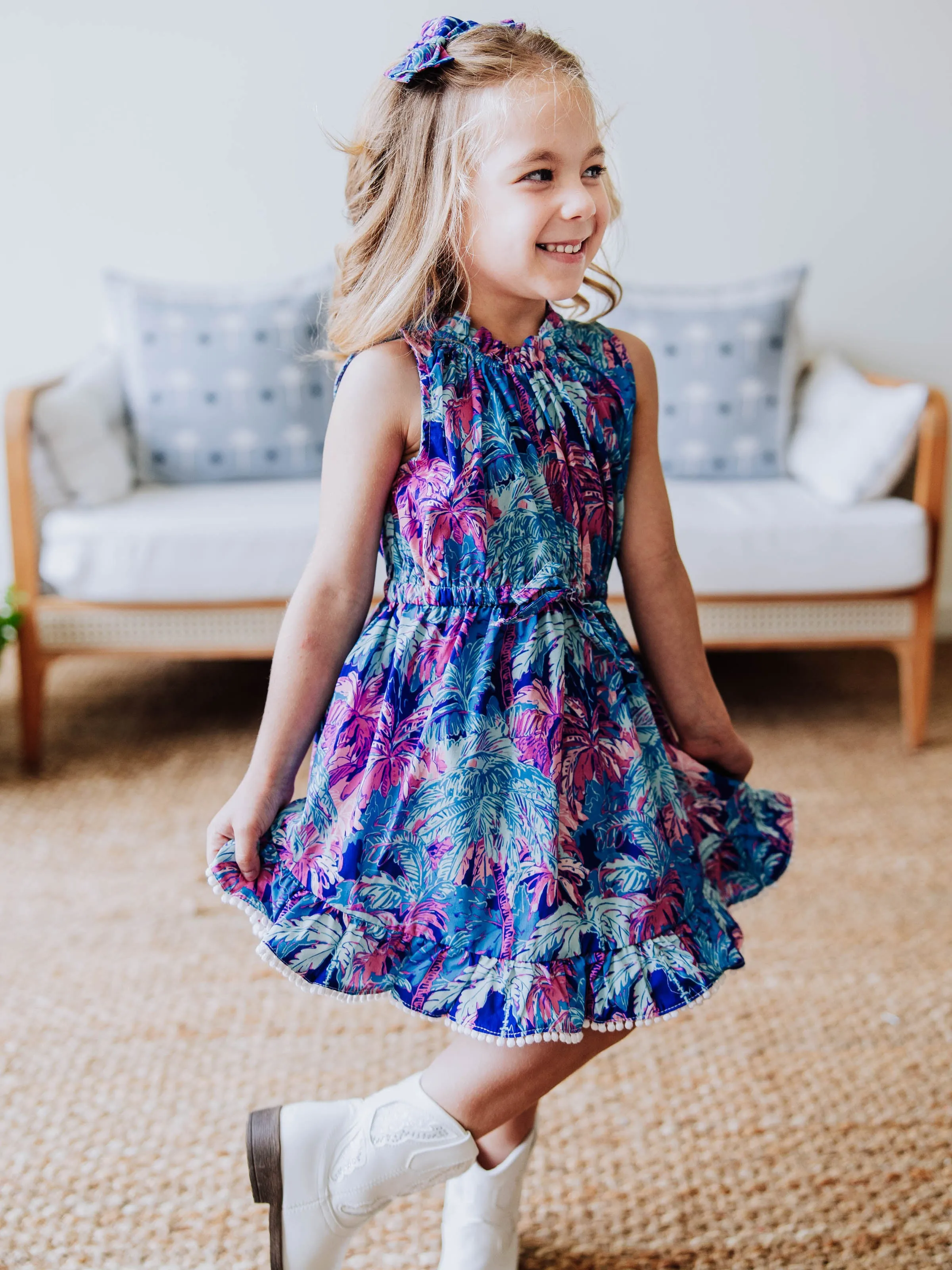 Katie Flutter Dress - Tropical Nights