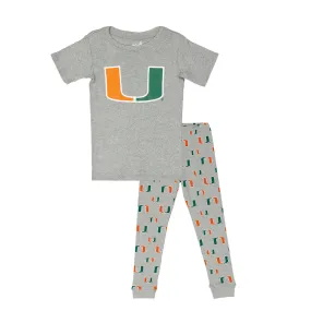 Kids' Miami Hurricanes Short Sleeve Sleep Set (K467LC 57)