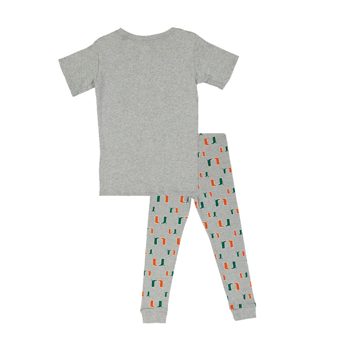 Kids' Miami Hurricanes Short Sleeve Sleep Set (K467LC 57)