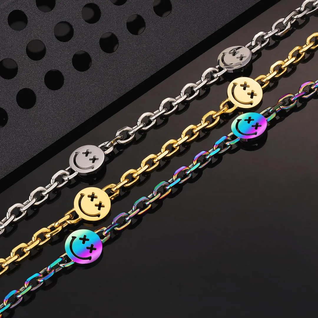 KRKC 6mm Mens Smiley Cable Chain