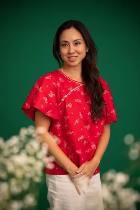 Ladies Cheongsam Top - Red Mandarin Ducks