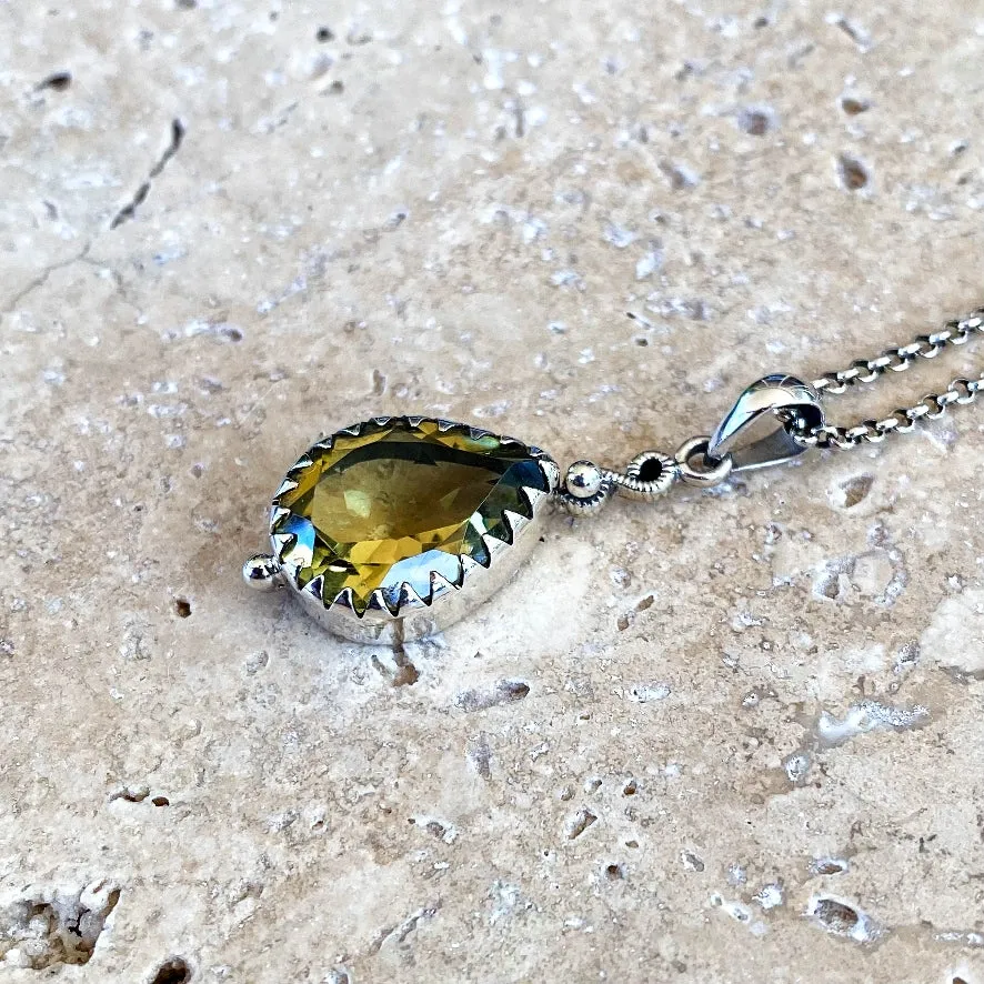 Lemon Quartz Teardrop Gemstone Pendant - Rana